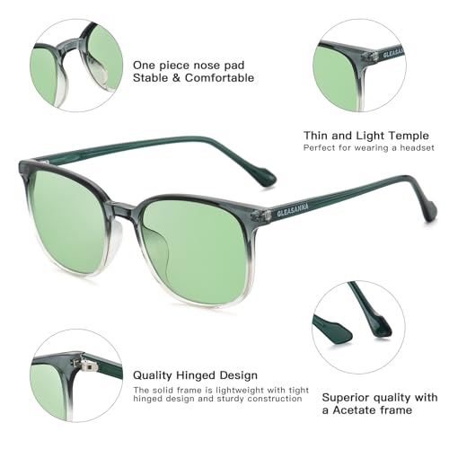 Image of Sleep Glasses for 99.9% Blue Light Glasses Dual AR Coatings Green Lens for Computer Gaming Reduce Eyestrain