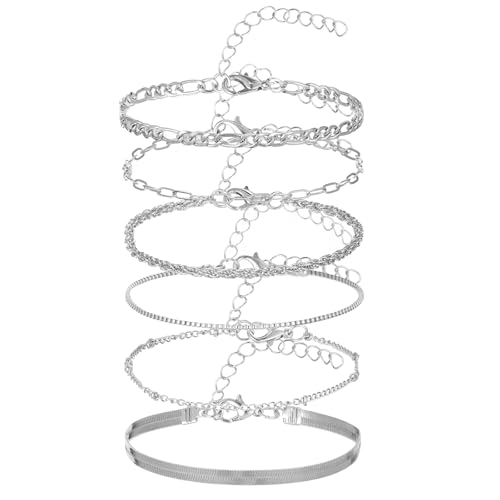 Trendy Bracelets for Women, Silver Dainty Stackable Bracelet, Adjustable Boho Bangles Charm, Waterproof Non Tarnish Bangle Cuff Beaded Bracelet Set, Women Stack Bracelets Jewelry Gifts