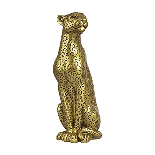 POLYDUKE Moderna Polyresin 11 "H Gold Cheetah Figurine Seduto Hom...
