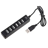 Plug & Play TOOGOO(R) 7 Port Puerto USB 2.0 Hub Adaptador Flash Memory PC Portatil