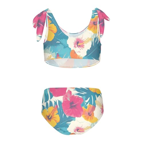 KLL Sketched Flower Print Bright Colors Girls' Two Piece Bikini Sets Quick-Dry Swimsuit Swimwear Adjustable Strap2
