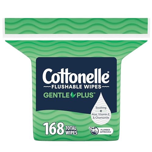 Cottonelle GentlePlus Flushable Wipes, 1 Pack, 168 Wipes per Pack