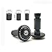 BOYISEN Topes de Manillar Moto Manillar Perillas Aluminio Ajustar agarres de 7/8"con 3 adaptadores de tamaño para Honda Kawasaki Suzuki Yamaha BMW Ducati (Negro)