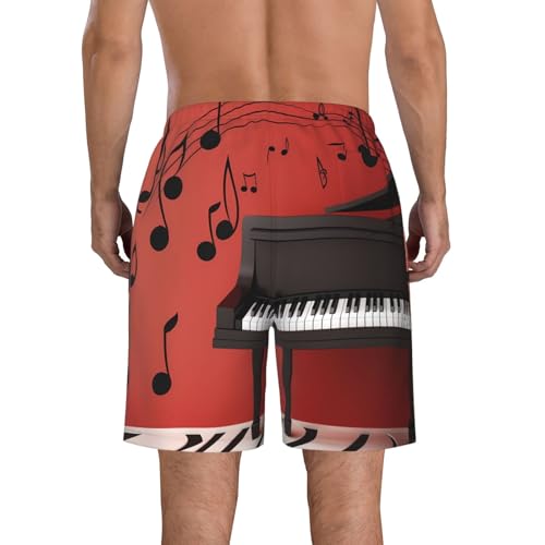 Music Note Piano Men's Swim Trunks Quick Dry Board Shorts with Pockets Casual Drawstring Beach Shorts3