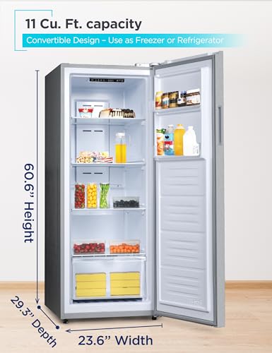 BLACK+DECKER 11 Cu. Ft. Convertible Freezer Refrigerator, Upright Freezer with Glass Shelves, Reversible Door, ENERGY ST - Additional View