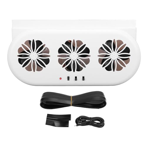 Xiuganpo Solarbetriebener Autoventilator, Schnelle Kühlleistung, Solarbetriebener Auto-Abluftventilator mit 3 Luftauslässen, Entlüftungskühler,...