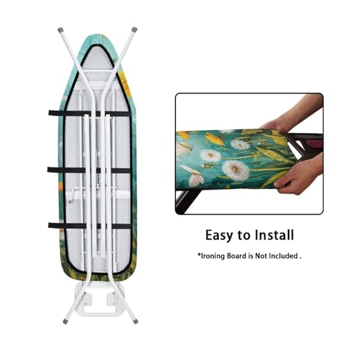 Image of Butterfly Ironing Board Cover Soft Ironing Board Cover Dandelion Flowers Print, Non Stick Scorch and Stain Resistant Standard Size 15x54 Inch with Elastic Edges