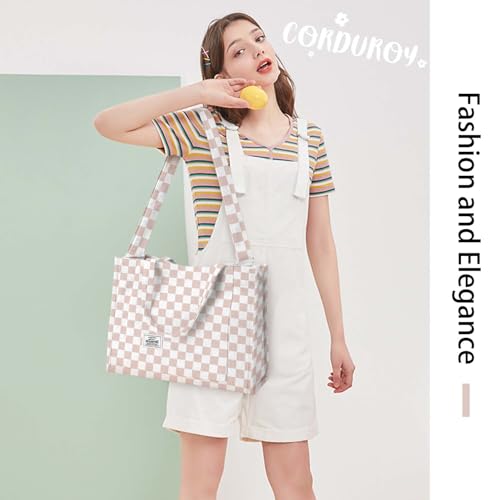 Image of Corduroy Tote Bag for Women Small Satchel Bag Mini Tote Bag Aesthetic Crossbody Handbag - School Work Travel Shopping