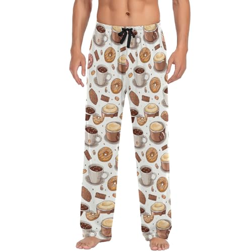 ALAZA Macaroon Coffee Men's Pajama Pants Lounge Pants Sleep Pajama Pant Bottoms