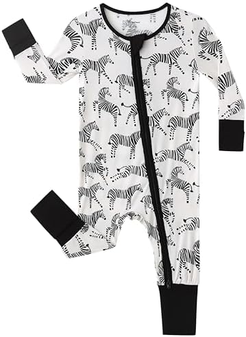 Unisex Infant Neutral Zipped Footies, Viscose from Bamboo 2-Way Zipper Romper Outfit, 0-24 Months One-piece Jumpsuit