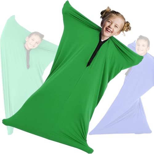 Image of OUTREE Sensory Sock for Kids, 3-5 Years, Small, 36x25.5, Good for Height:33'' - 42'', Full Body Sock Provide Deep Pressure, Sensory Sack for Autistic Children, Body Sock with A Carrying Bag, Green