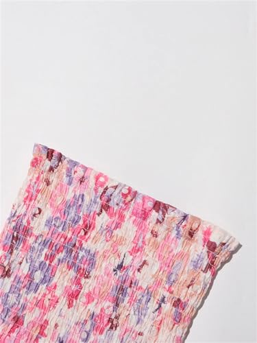 Women's Color Block Print Dress Strapless Sleeveless High Waist Pleated Slim Fit Dress4