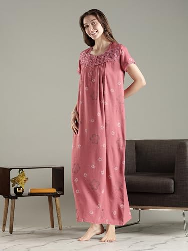 Image of 9shines Label Premium Alpine Maxi Designer Nighty | Floral Print Maxi for Women | Night wear for Women | | Full Length Night Gown for Women | Night Dress for Women Stylish (2467)