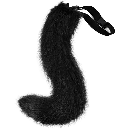 iHUFeather Faux Fur Furry Tail for Cosplay Halloween Fancy Party Costume Accessories(Black)