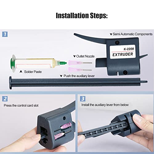 Image of Solder Paste Extruder, Portable Solder Dispenser with 2 Nozzles for Accurate Output, Easy Operation, and Long Lasting Plastic Housing