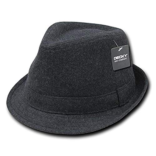 DECKY Melton Fedora Hat, Heather Charcoal, Small/Medium