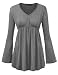 MBJ Womens V Neck Long Sleeve Empire Waist Tunic Top - Made in USA