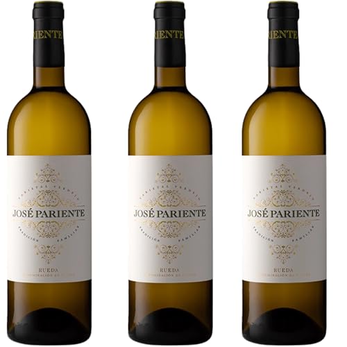 José Pariente - Vino Blanco Verdejo | DO Rueda | Aromas herbáceos y florales | Toque amargo característico | 13% Vol | Elaboración artesanal sostenible - Pack 3 Botellas 75cl