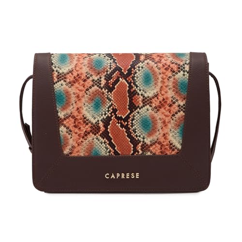 Image of Caprese Vittoria Satchel Bag, Medium | Stylish Snake Print Handbag for Women with Multiple Pockets & Compartments | Magnetic Button Closure | Perfect for Casual & Daily Use