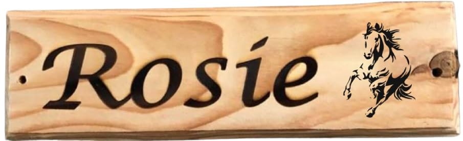 Furever Gifts Handmade Personalised Wooden Horse Stable Door Sign Various Designs 320mm x 100mm x 20mm (Horses Head 8 Calligraphy Font)