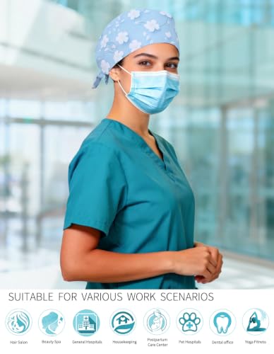 Image of Kousenpu Scrub Caps for Women, Adjustable Women's Surgical Cap with Buttons, Breathable Cute Design for Nurses and Doctors