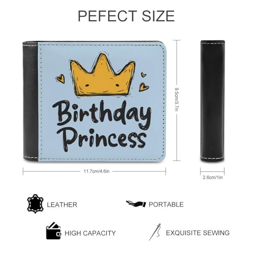 Birthday Princess Bifold Wallet PU Leather Card Cash Holder Cute Purse for Men Women2