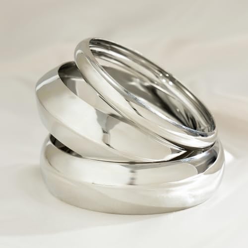 3-8Pcs Gold Bangles for Women Silver Bangles Chunky Bracelets Wrist Cuff Trendy Statement Bangles4