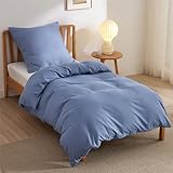 BEDSURE Bettwäsche 135x200 2teilig Schieferblau - 1 Bettbezug 135x200 cm + 1 Kissenbezug 80X80 cm, ÖKO-TEX Bettwäsche-Sets Blau Polyester Mikrofaser mit Reißverschluss