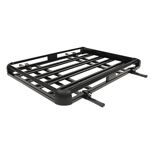 LKHDONG Dachträger 140 x 135 cm, Dachkorb Auto Einstellbare Breite, Aluminium Dachgepäckträger bis 150KG, Korb Gepäck für SUV-Modelle mit Eingebauten Gepäckträgern