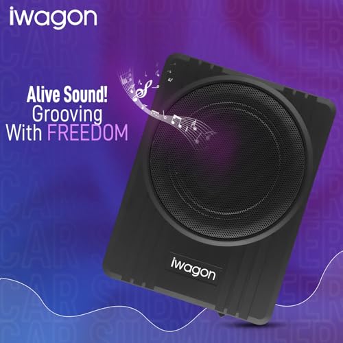 Image of iWagon- Car Subwoofer IWAG-06, N Series (10 Inches) Active Underseat Subwoofer 1200, RMS Power 1200 Watts, Ultra Sleek, Shallow subwoofer, high Level Input /Audio - line Input