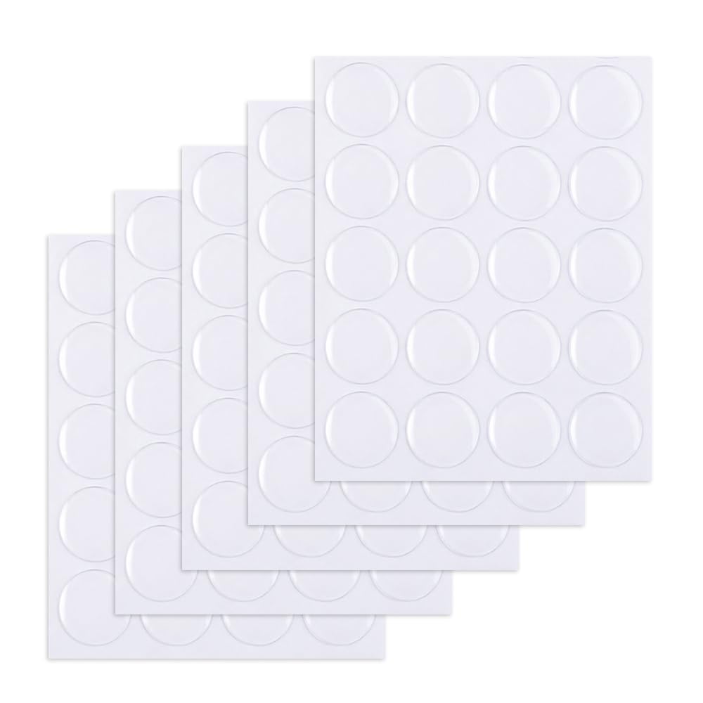 5 Sheets Clear Epoxy Resin Dome Stickers Self-Adhesive 3D Crystal Transparent Circles Crafts Jewellery Making Bottle Cap Pendants Fridge Magnets Scrapbooking Wedding Favours Custom DIY Keychains (5)