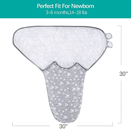 Image of Biloban Baby Swaddle for Boy Girls, Baby Swaddles 3-6 Months | Swaddle Blanket Cotton, Newborn Swaddle, Newborn Essentials, Lovely Grey Print, 2 Pack