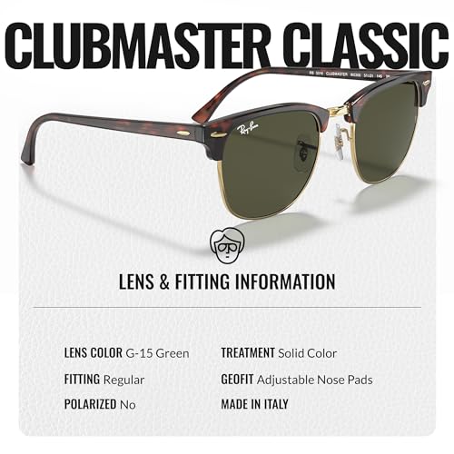 Ray-Ban RB3016 CLUBMASTER CLASSIC Square Shaped Sunglasses for Men & Women with Official RAYBAN Eyewear Kit4