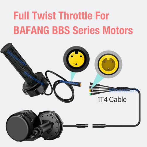 Image of Full Twist Throttle for Super73, Ebike Throttle 3Pin Grip Kit, 12V-72V Plug and Play for Bafang Mid Drive Kit, 7 /8 inch 22mm Handlebar Electric Bike