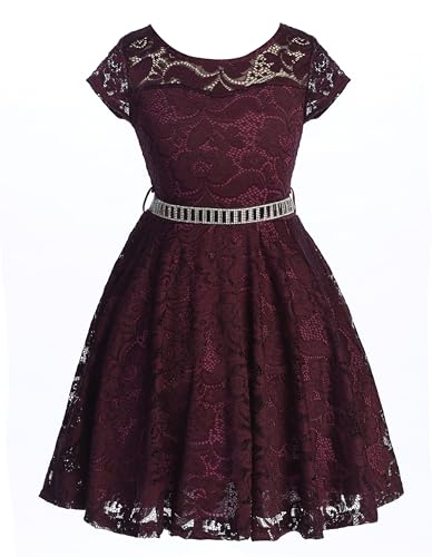 iGirlDress Little Girls Floral Lace Flower Girls Dresses Plum Size 2