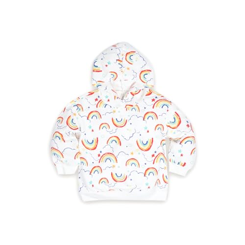 Baby Girl Rainbow Hoodie - Soft Breathable Cotton Long Sleeve Top for Everyday Play, Fall Spring Clothes 4T-7T