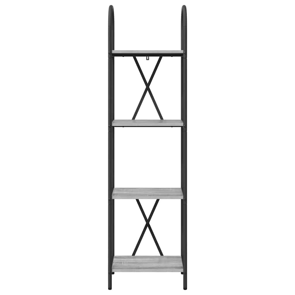 estantería gris Sonoma 40 x 30 x 146 cm, estantería moderna con 4 estantes, material de madera, marco de acero estable para sala de estar, estudio, almacenamiento versátil