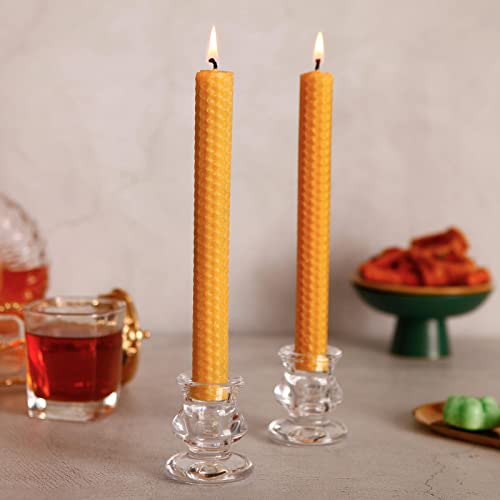 Olorvela Beeswax Candles Handmade Taper Candles 6Pack 8" Hand-Rolled Candlesticks Made Of 100% Pure Beeswax, Natural Scent Beeswax Tapers(Raw) #TOP3