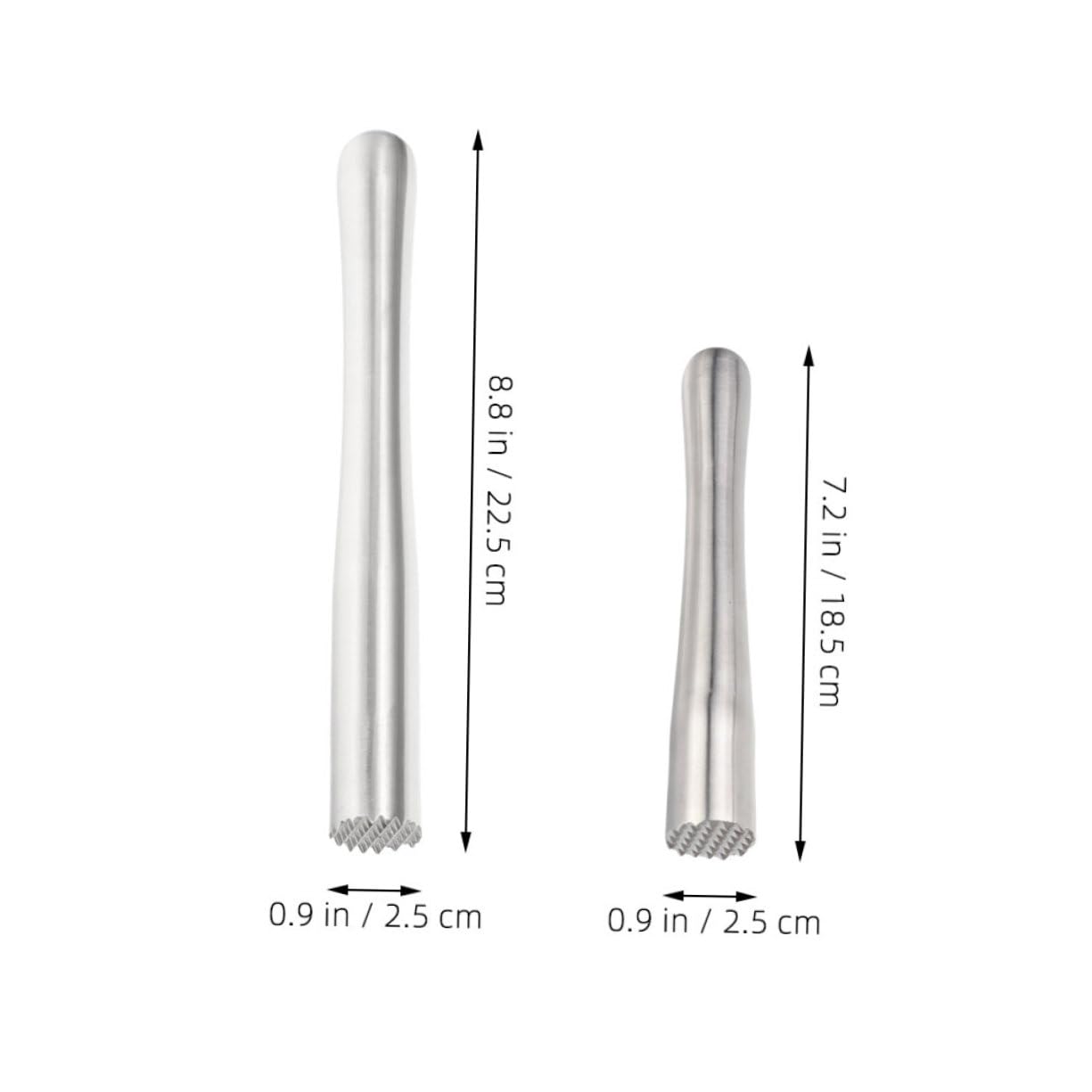 MUCKLILY Cocktail Muddler Tool 2pcs Stainless Steel Lemon Muddler Ice Crushing Accessories for