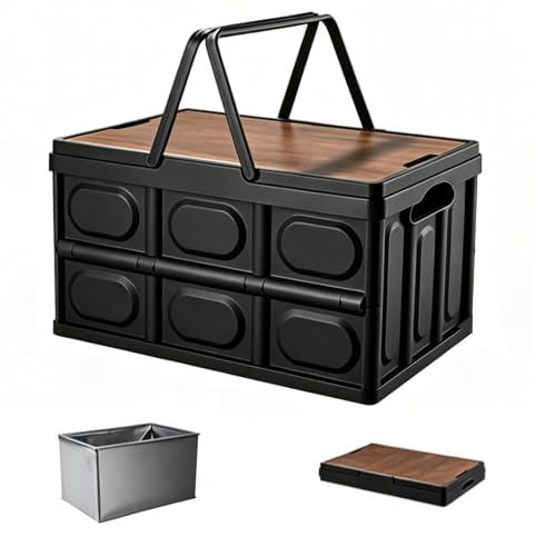 Plastic Car Trunk Organizer Box Collapsible Storage Bin with Lid 2PCKS