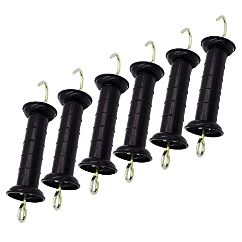 JBTOZIUY 6 Pcs Plastic Electric Fence Gate Handle Insulators Gate Handle with Spring (Black)