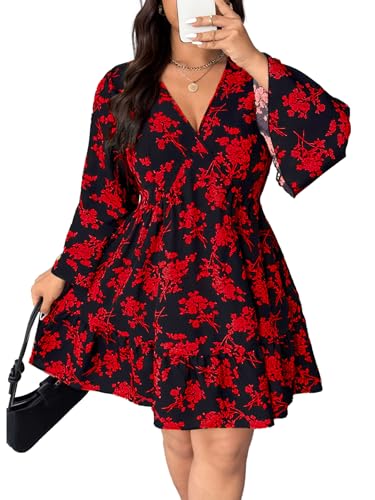 Image of Plus Size Summer Dresses for Women Casual Short Sleeves A Line Midi Dress