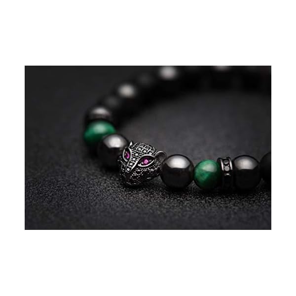 Karseer-Black-Panther-Natural-Stone-Anxiety-Bracelet-Healing-Crystals-and-Magnetic-Energy-Balance-Stress-Relief-Beaded-Bracelet-Yoga-Meditation-Praying-Protection-Jewelry-Gift Karseer Black Panther Anxiety Bracelet, Natural Matte Onyx Healing Crystal and Magnetic Hematite Energy Balance Stone Beaded Elastic Bracelet, Handmade Prayer Meditation Stress Relief Bracelet