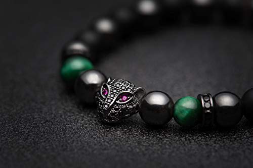 Karseer Black Panther Charm Bracelet, Natural Stone Crystals and Magnetic Hematite Beaded Bracelet, Spirit Animal Jewelry Gift for Men and Women4