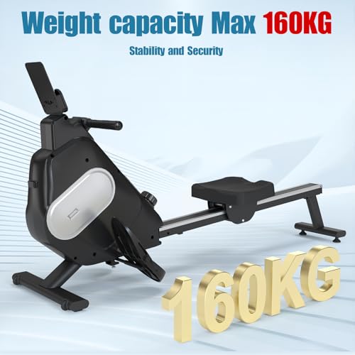 16 Levels Adjustable Magnetic Rowing Machine with Phone Holder for Home Gym Office, 350LB Capacity with LCD Monitor - Image 5