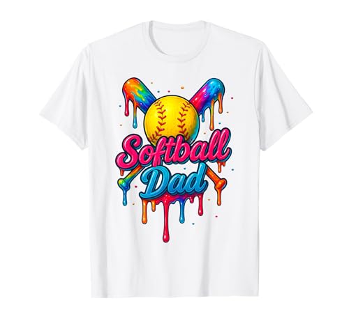 Retro Softball Dad Daddy Father Happy Fathers Day Men Guys T-Shirt