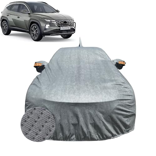 Image of Car Cover Compatible for Hyundai Tucson (2022-2026) | 100% Waterproof Cover with Reflective Mirror Pockets | Dustproof, Scratchproof, Heatproof Tucson Car Cover |Soft Cotton Lining| Grey