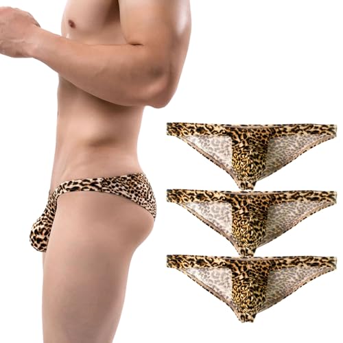 Men's Low Waist Leopard Underwear Briefs Triangle Panties