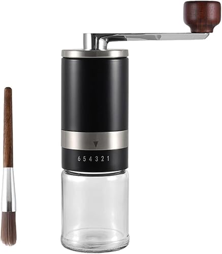 Molinillo manual de granos de café, molinillo de café manual con 6 ajustes ajustables, dará un cepillo de limpieza, para la familia, campamento
