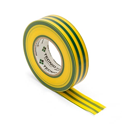 TECNID PVC Insulation Tape Thickness 0.13mm 19mm x 25m Yellow and Green, Yellow green, 0.13mm x 19mm x 25m - Image 4